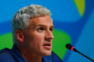 Ryan Lochte at a press conference in the Main Press Center on day 7 of the Rio Olympics on Aug. 12, 2016, in Rio de JaneiroMatt Hazlett/Getty Images